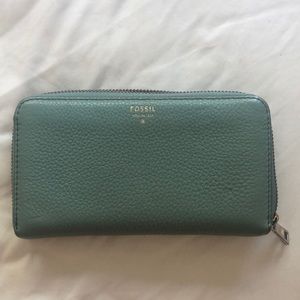 Teal Fossil Wallet